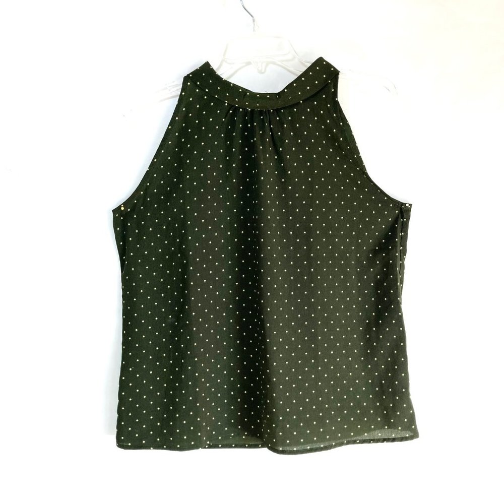 Fun2Fun Soft Feminine Polka Dot Sleeveless Mock-Neck Halter Top Sz S